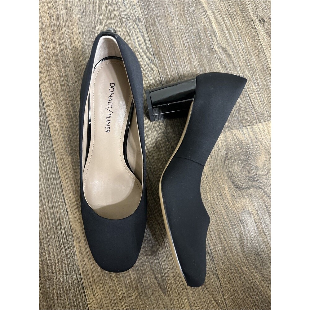 DONALD J PLINER Corin Black Pump Slip On 2” Patent Block Heel Square Toe Size 8M
